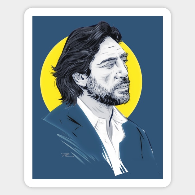 Javier Bardem - An illustration by Paul Cemmick Sticker by PLAYDIGITAL2020